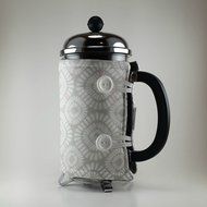 Gray White and Pink Decor, French Press Cozy Cover, 8 cup, Insulated Cafetiere Cosy N4