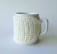 Coffee Cozy Crochet Cotton Coffee Mug Cozy Cream N2
