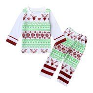 Clothes Set ,BeautyVan Baby Kid Outfit Clothes Christmas Elk Print Blouse T-shirt Top+Long Pants Set (6M, green) N6
