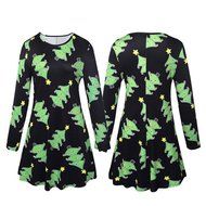 Xmas Print Dress,Morecome Ladies Christmas Long Sleeve Flared Party Dresses (XXL, Black) N3