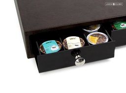 JackCubeDesign K-Cup Leather Holder Organizer Storage Carousel K cup Holder 2 Drawer Dark Brown with Black Acrylic... N6