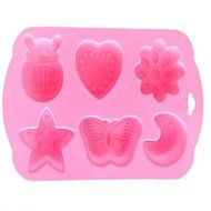 Sher 6 Hole Insects And Moon Shape Cake Mold Ice Jelly Chocolate Molds,Silicone 17¡Á11.8¡Á3 CM(6.7¡Á4.6¡Á1.2 INCH) N4