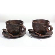 2 X Espresso CUP (A) Palm Wood Items.