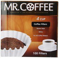 Mr. Coffee Basket Coffee Filters, 4 Cup, White Paper, 100-Count Boxes (Pack of 12)