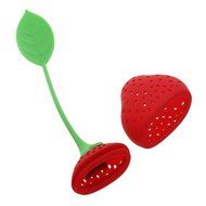 Generic Strawberry Design Silicone Tea Infuser Strainer Red and Green Suitable for Use in Teapot Teacup and More