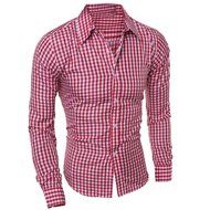 Men's Blouse,Laimeng Cotton Blend Autumn And Winter Long-sleeved Plaid Self-Cultivation Shirt Top Blouse (XL,... N6