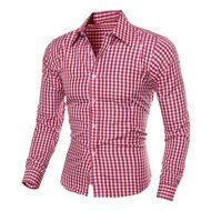 Men's Blouse,Laimeng Cotton Blend Autumn And Winter Long-sleeved Plaid Self-Cultivation Shirt Top Blouse (XL,... N7