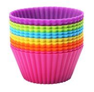 Unicook 12-Pack Silicone Baking Cups Cupcake Molds Pastry Stand Cupcake Liners Silicone Muffin Cups,6 Vibrant... N3