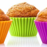 Unicook 12-Pack Silicone Baking Cups Cupcake Molds Pastry Stand Cupcake Liners Silicone Muffin Cups,6 Vibrant... N4
