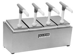 Grindmaster Cecilware 444G Giant Pumps Condiment Rail with 4 Plastic Pumps/4 Covers/4 Crushed Fruit Jars/Rails
