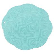Blue Round Floral Shape Antislip Silicone Heat Resistant Mat 2 Pcs