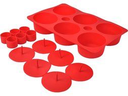 Safstar 6 Mould Cupcake Cake Making Set Silicone Muffin Non-Stick Filled Baking Pan (Red)