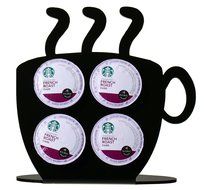 Marketing Holders 4- Slot Acrylic K-Cup Holder - Coffee Cup Shape (with handle) (Translucent Orange) N2