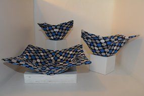 Microwave Bowl Cozies // Set of 3 // 1 Small Bowl Cozy // 1 Medium Bowl Cozy // 1 Dinner Plate Cozy // Vivid Polka... N5