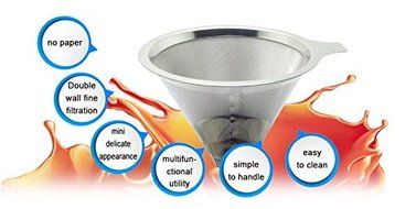 [TOP RATED] Pour Over Stainless Steel Coffee Dripper Filter With Spoon By Coffenation – Paperless Cone Reusable...