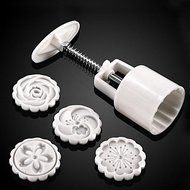 Y&XL&H 5Pcs/lot Hand pressing 50g Round Moon Cake Mold Belt 4 Stamps Cookie Cutter Pastry Moon Cake Molds N2