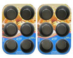 Unico 2 Pack 6 Cup Muffin Pan 12.6" x 8.5" x 1.5" Premium Non-Stick Coating Heavy-Gauge Aluminized Steel