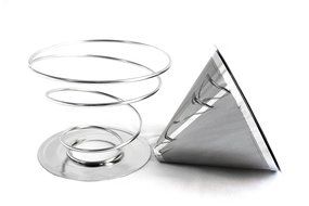 Oishii Pour Over Coffee Dripper and Reusable Brewer - Stainless Steel Filter with Unique Spiral Base N8