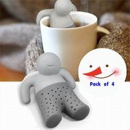 QOCOO Pack of 4 Man shape Loose Leaf Food-Grade Silicone Tea Infuser Strainers Filter for Black Tea, Green Tea... N2
