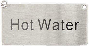 Winco SGN-204 Stainless Steel Chain Sign, "Hot Water"