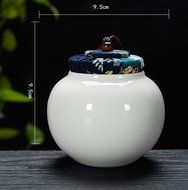 XDOBO China Ceramic High Capacity Square Tea Tin Seal Pot Tea Storage Canister (A) N4