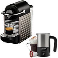 Nespresso Pixie Espresso Maker - Electric Titan (C60-US-TI-NE) with Aroma Stainless Steel One Serving Milk Frother N2