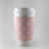 Pink and White Daisies, Reusable Coffee Cup Sleeve, Cup Cozy, Fits 12, 16 and 20 oz cups N2