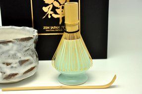 Japanese Mino Yaki ware Matcha Bowl And Tea Ceremony Set Green Tea 11 / 11 / 8cm (4.3 / 4.3 / 3.1inch)[7361] N6