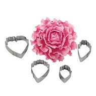 Sher FOUR-C 4pcs Stainless Steel Heart Peony Flower Biscuit Cake Cookie Cutters Baking Mould Cookie Fondant Decorating... N2