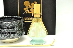 Japanese Mino Yaki ware Matcha Bowl And Tea Ceremony Set Green Tea 11.5 / 11.5 / 8.5cm (4.5 / 4.5 / 3.3inch)[7390] N3