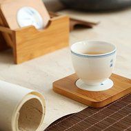 CCWY Coaster bamboo ceramic coasters hand-painted blue-and-white porcelain fish coasters set of six tea ceremony... N4