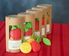 Tea Infuser Set of 3 Cute Silicone Tea Strainers by Simple To Brew, Strawberry Lemon and Orange Tea Infusers for... N3