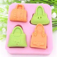 Y&XL&H Four Holes Handbag Shaped Fondant Cake Chocolate Silicone Mold Cake Decoration Tools,L8.5cmW7.5cmH1.6cm N3