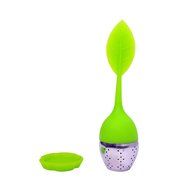 Bestwishes2u 1pcs Stainless Steel Tea Infuser Strainer with Silicone Leaf Lid, Mesh Strainer Includes Drip Tray N2