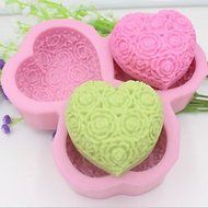 Sher Heart Shaped Rose Flower Fondant Cake Chocolate Silicone Mold Cake Decoration Tools,L14.5cmW14.5cmH3cm N3