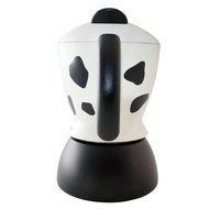 Bialetti Mukka Express 2-Cup Cow-Print Stovetop Cappuccino Maker, Black and White N3