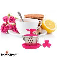 Makimy Clover Tea Infuser - Fuchsia - The Perfect Tea Steeper with Drip Tray - Best Tea Strainer for Loose Leaf...