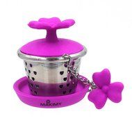 Makimy Clover Tea Infuser - Fuchsia - The Perfect Tea Steeper with Drip Tray - Best Tea Strainer for Loose Leaf... N3