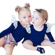 Jumpsuits,BeautyVan Toddler Baby Girl Solid Lace Long Sleeve Romper Jumpsuits Kid Clothes (12M, Navy) N11