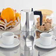 Alessi MT18/6 "Ossidiana" Stove Top Espresso 6 Cup Coffee Maker in Aluminium Casting Handle And Knob in Thermoplastic... N9