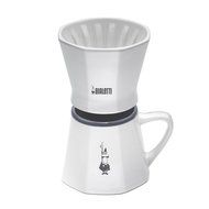 Bialetti 6750 2 Cup Porcelain Pourover Coffee Dripper with Mug, White N3