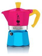 Bialetti: Moka Express Special Edition 2015, 3-Cups (Fuchsia with Blue Bottom, Handle and Knob in Yellow) [ Italian...