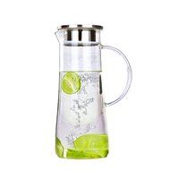 Artcome 1.5 Liter / 52 Oz Hand Made Glass Water Pitcher with Stainless Steel Strainer Lid N2