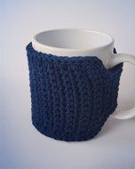 Cotton Coffee Cup Cozy in Navy Blue N2