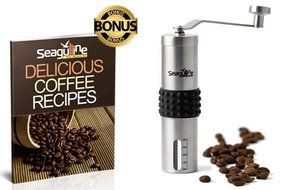 Premium Manual Coffee Grinder By Seagulline | Durable Stainless Steel Body & Firm Silicone Cover | Coffee Indicator... N8