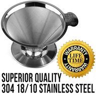 Premium Pour Over Coffee Dripper Professional Grade 304 Stainless Steel Drip Coffee Filter With Extra Large Handle... N3