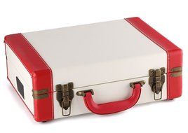 Vitkatronics Red & White Portable Turntable Suitcase USB Record Player Ambassador