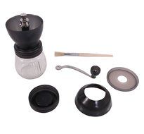Khaw-Fee HG1B Hand Coffee Grinder with Ceramic Burr, Glass Jar and Storage Lid in Black N6