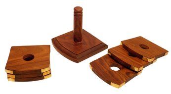 Crafts'man Beautiful Handmade Retro Wooden Coaster Set N2