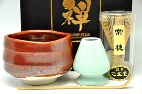 Japanese Mino Yaki ware Matcha Bowl And Tea Ceremony Set Green Tea 11 / 11 / 8.5cm (4.3 / 4.3 / 3.3inch)[7384] N2